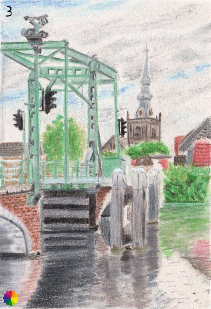 Illustration of the Hoge brug and the Grote kerk at Overschie