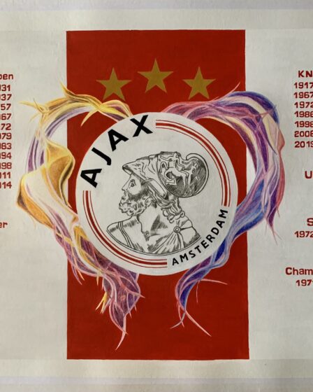 Ajax logo met vlammend hart afgerond