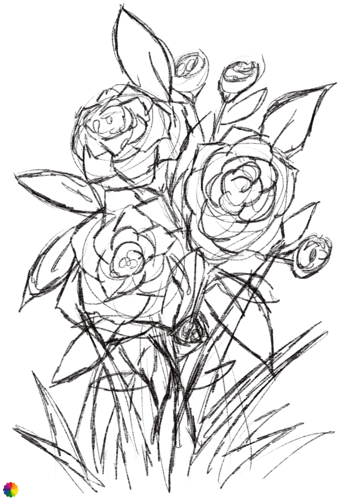 Roses tattoo rough sketch