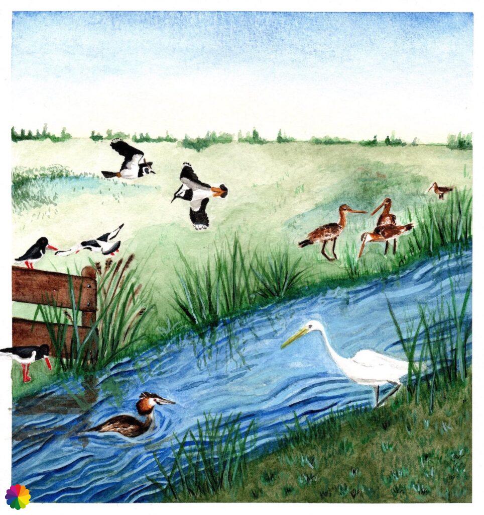 Illustration birds at Zaanse Schans