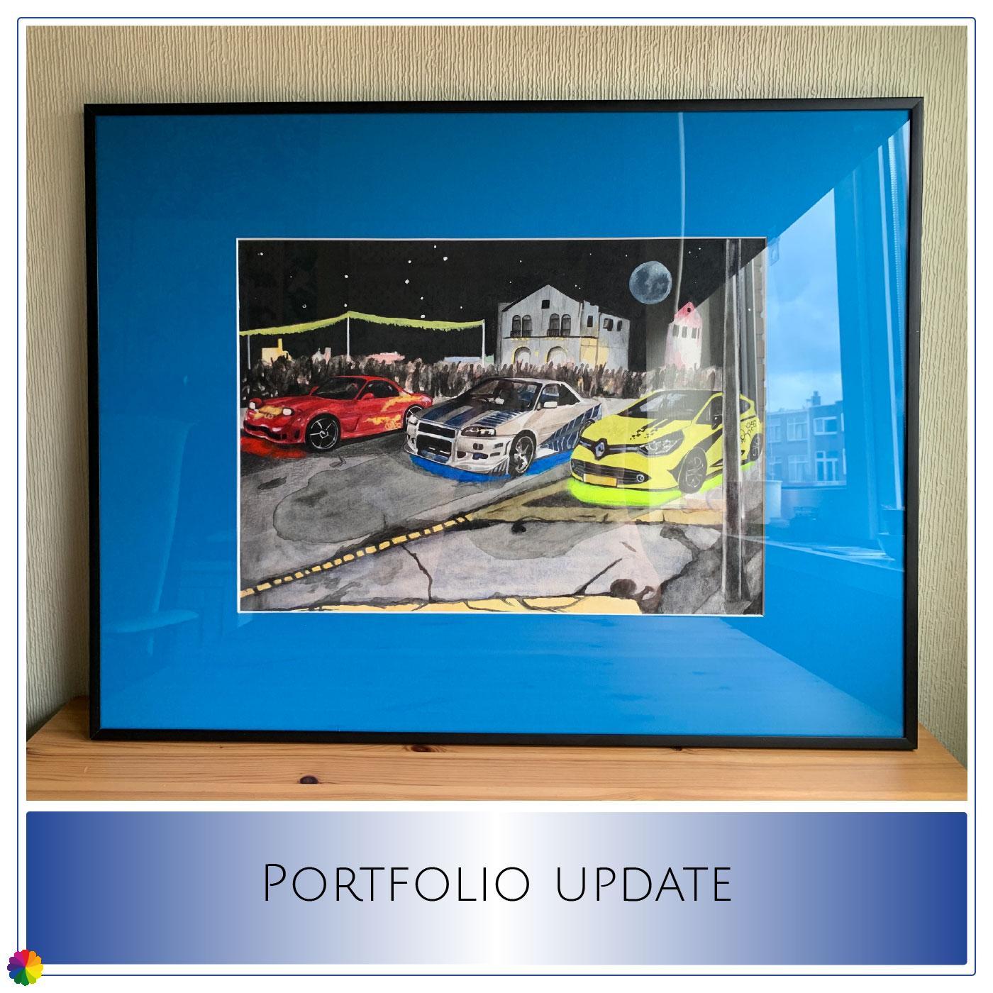 Portfolio-update schilderij sportauto in Fast & Furious scène