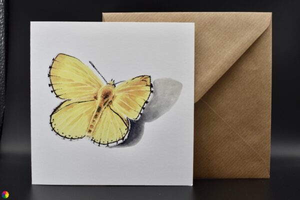 Kaart gele vlinder met envelop