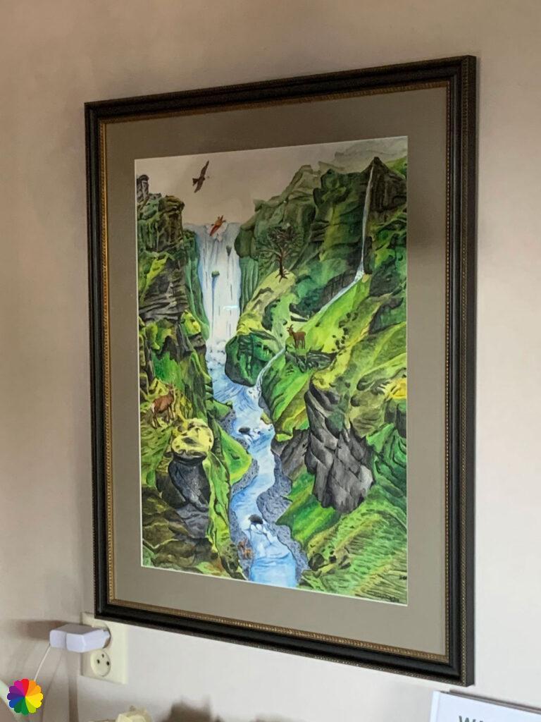 Waterfall painting on the wall