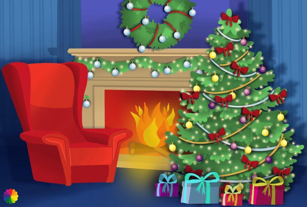 Kerstkaart uitgewerkte illustratie