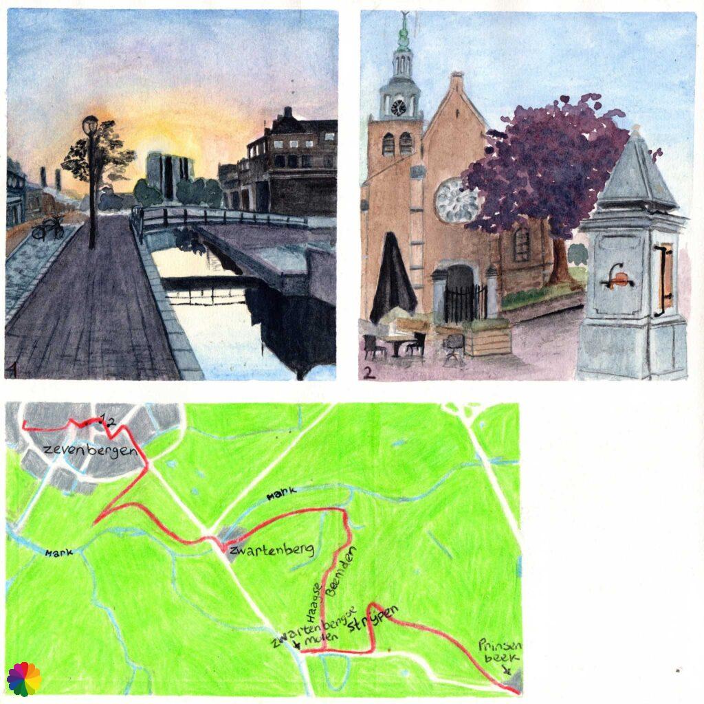 Wandelkaartje Zuiderwaterliniepad: Zevenbergen - Prinsenbeek